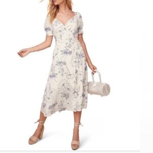 Astr Gray and Blue Asymmetrical Tiered Midi Dress